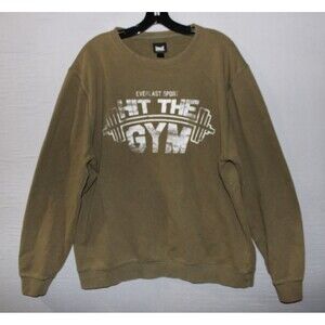 Everlast Sweater Sweatshirt Mens XLarge "Hit The Gym" Brown Gym Casual